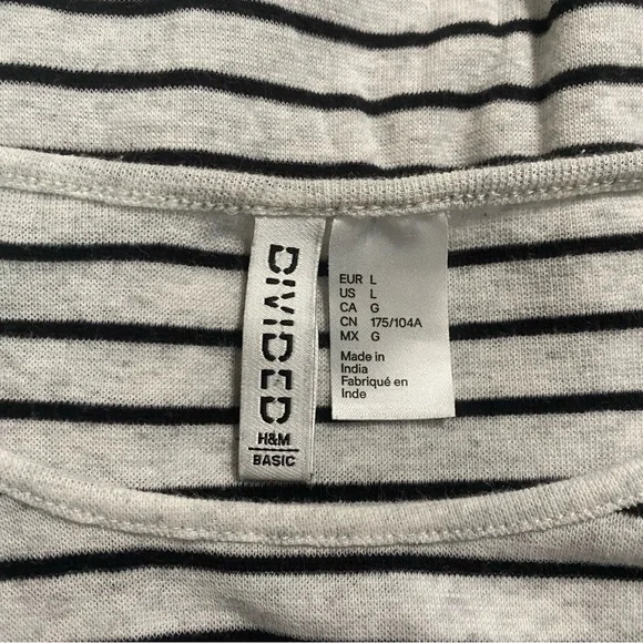 Divided H&M Gray Black Striped Soft Long Sleeve Top - Picture 4 of 4